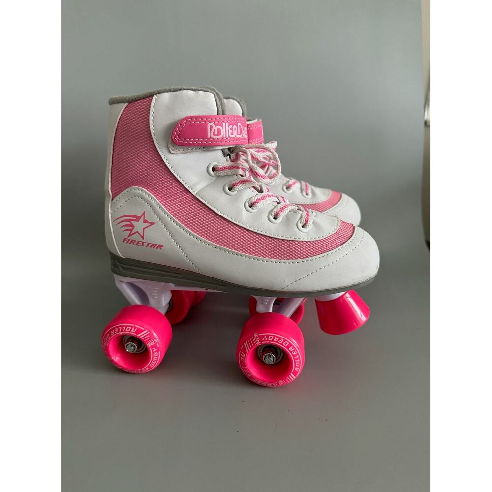 Firestar Roller Skates Girls Size 3 White and Pink - EUC